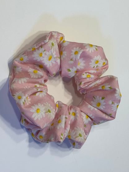 Hårstrikk - Scrunchie - Rosa blomster