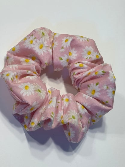 Hårstrikk - Scrunchie - Rosa blomster