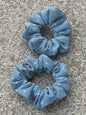 Hårstrikk - Scrunchie - demin med Rhinestone